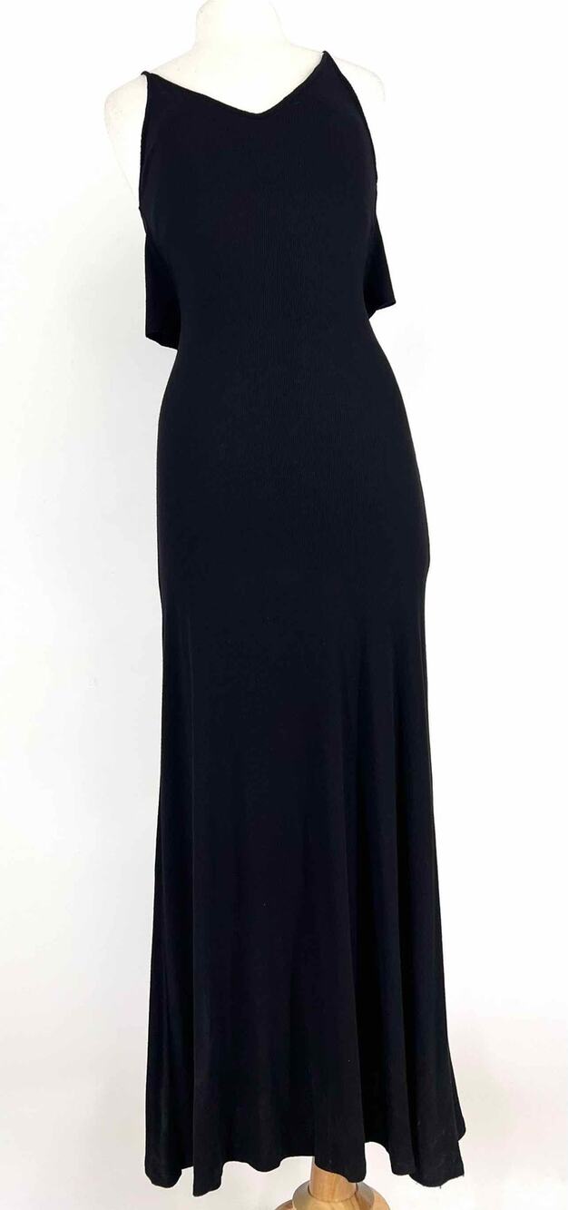 BCBGMaxazria Size XS Black Back Cut-Out Ribbed Dresses Dress Maxi